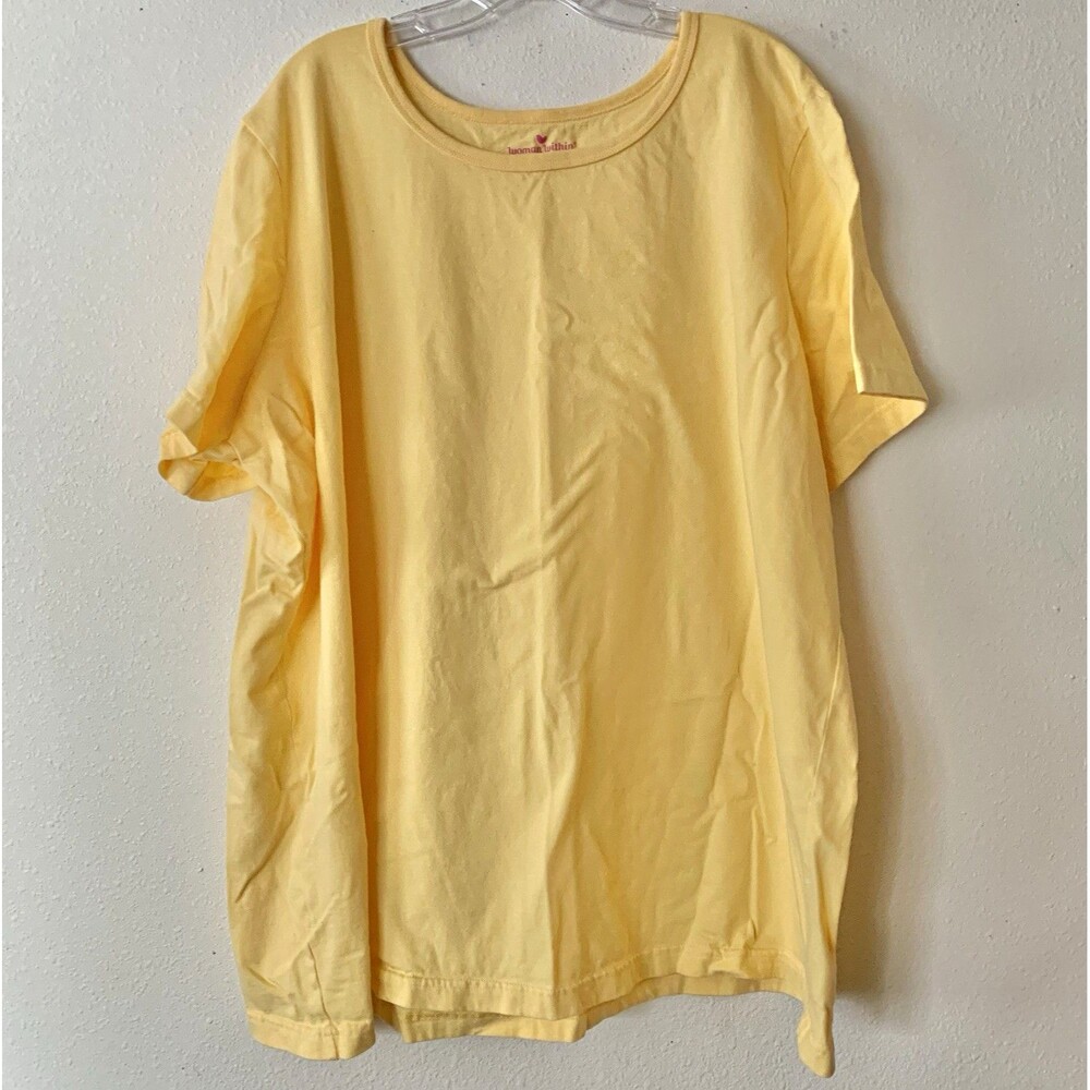 Woman Within Women’s Yellow Short Sleeve Crew Neck 100% Cotton T-Shirt 3X